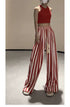 Ladies Wide Leg Stripes Long Trousers
